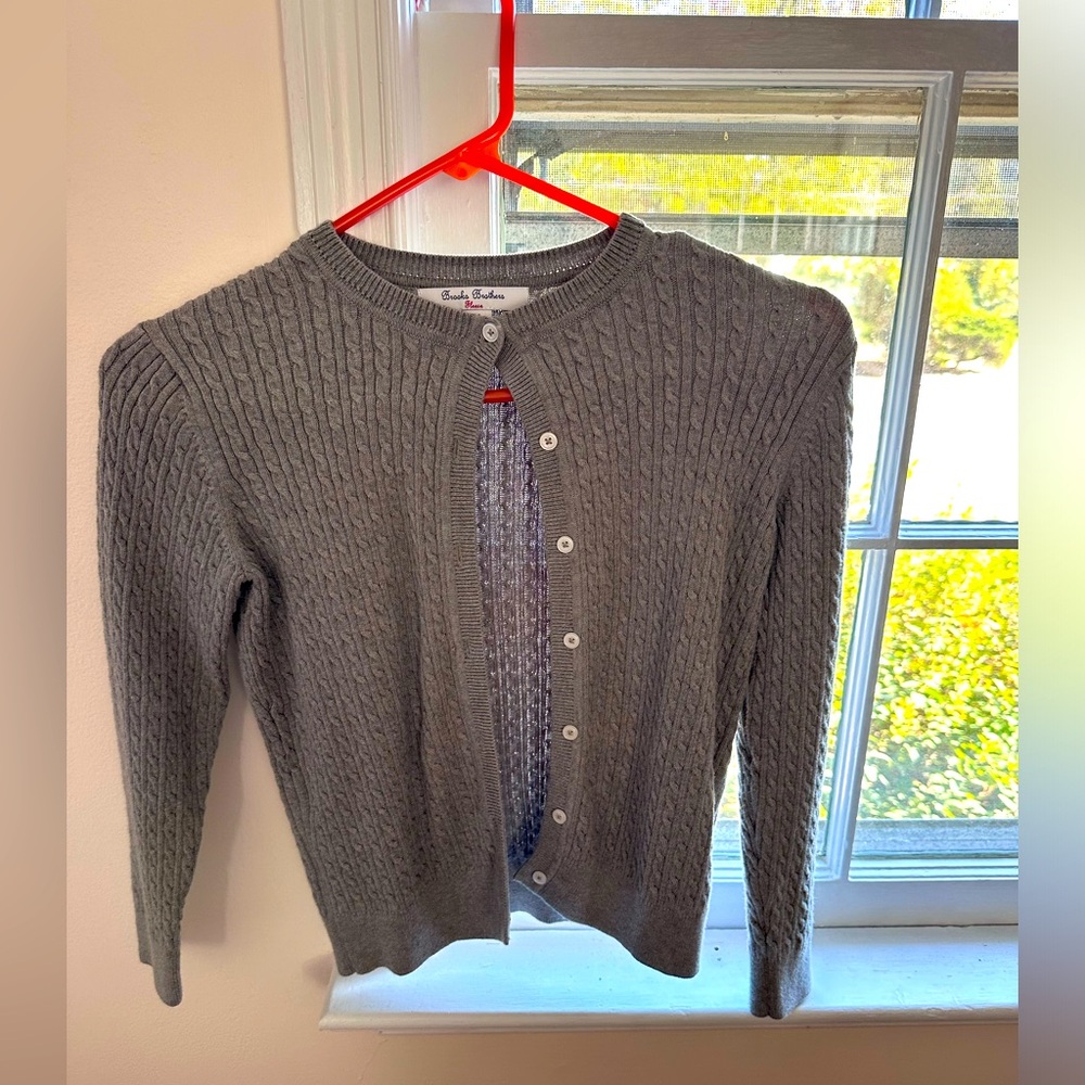 Brooks Brothers Girls Red Fleece Cardigan